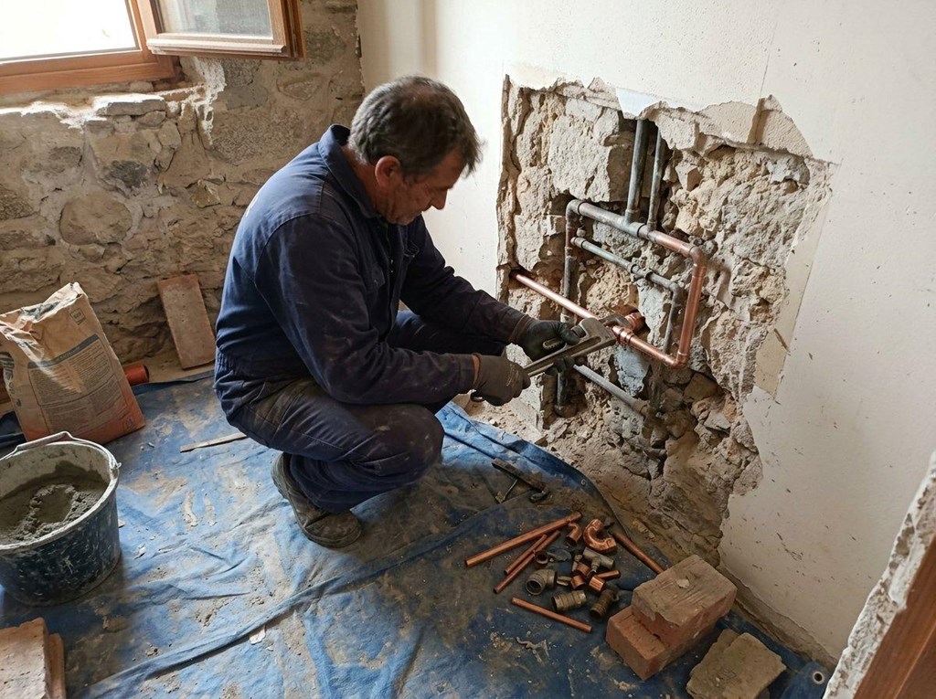 Foto 1 Tuberías nuevas antes de cerrar paredes en tu reforma de baños en Ourense
